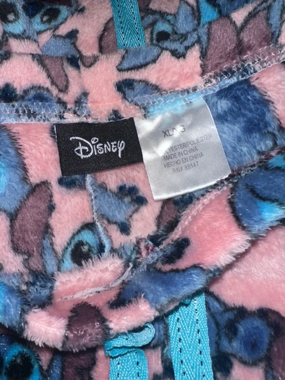 Disney Pink and Blue Stitch Plush Lounge Pants - Picture 2 of 2